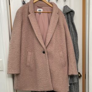 Old Navy longline coat faux wool texture